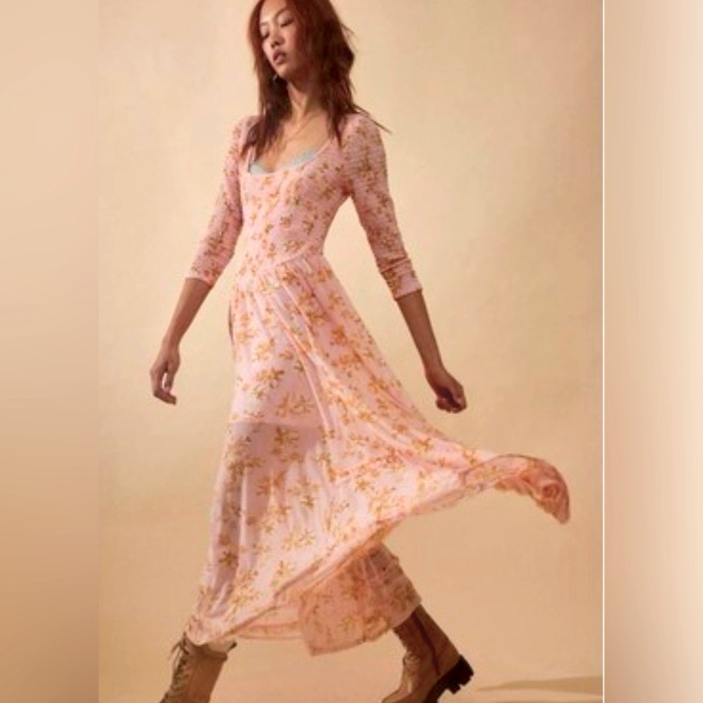 Kate & Lily Pink Floral Midi dress